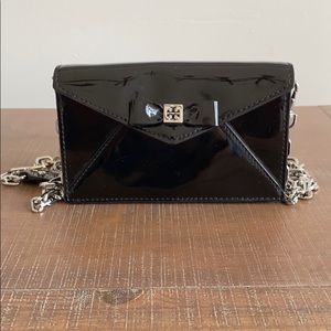 Tory Burch Black Patent Leather Crossbody Bow Bag